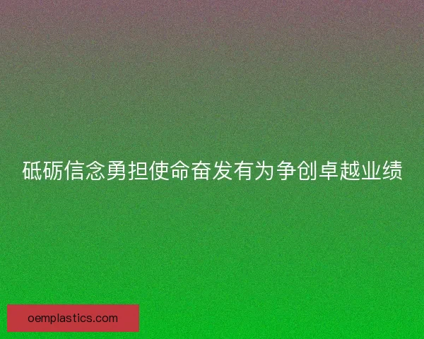 砥砺信念勇担使命奋发有为争创卓越业绩